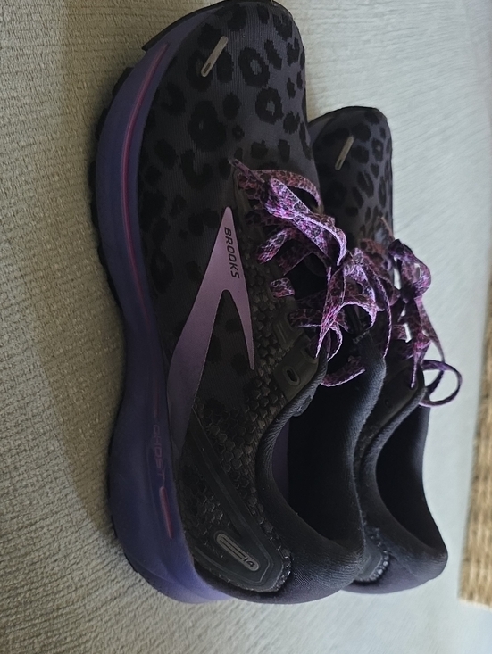 Brooks Shoes - Brooks Women's Black and Purple Leopard-Print Running Sneakers